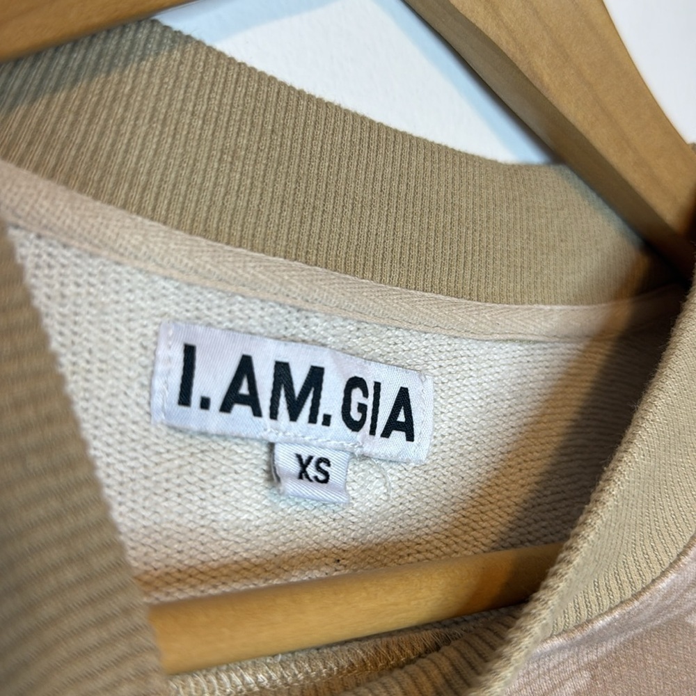 I.AM.GIA Women’s Tan Patterned Sweatshirt Crewneck Size XS Oversized - Picture 5 of 7